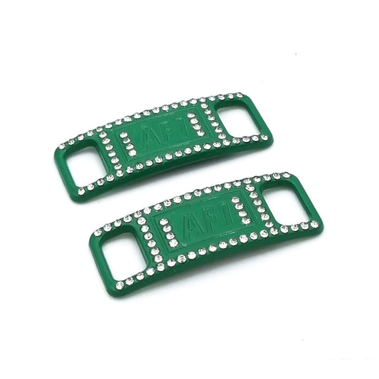 Lace Tags AF1, 1 Paar, grün mit Steinchen