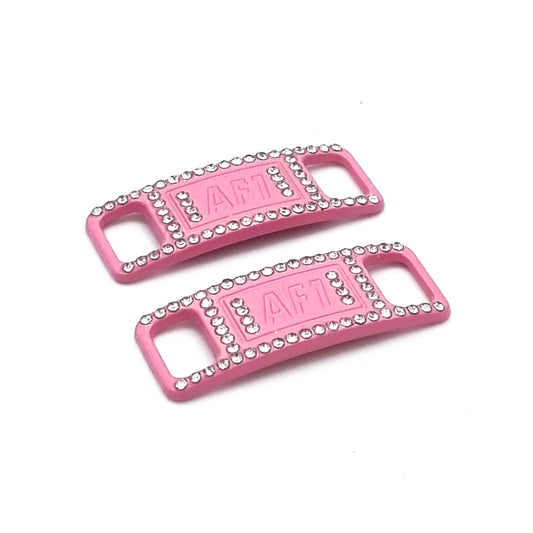 Lace Tags AF1, 1 Paar, rosa mit Steinchen