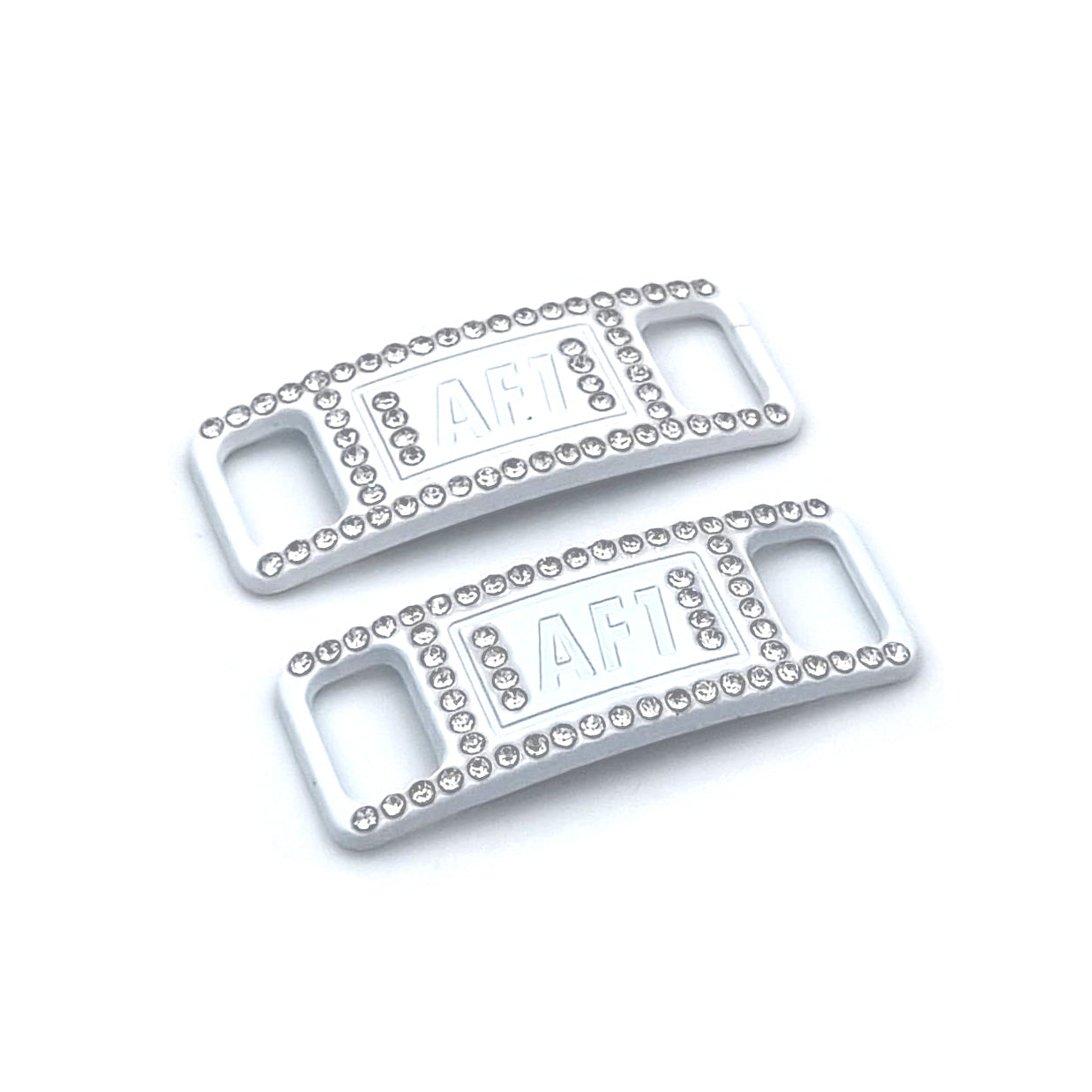 Lace Tags AF1, 1 Paar, weiss mit Steinchen