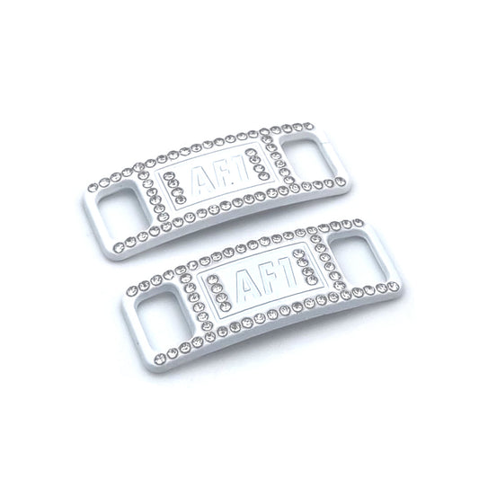 Lace Tags AF1, 1 Paar, weiss mit Steinchen