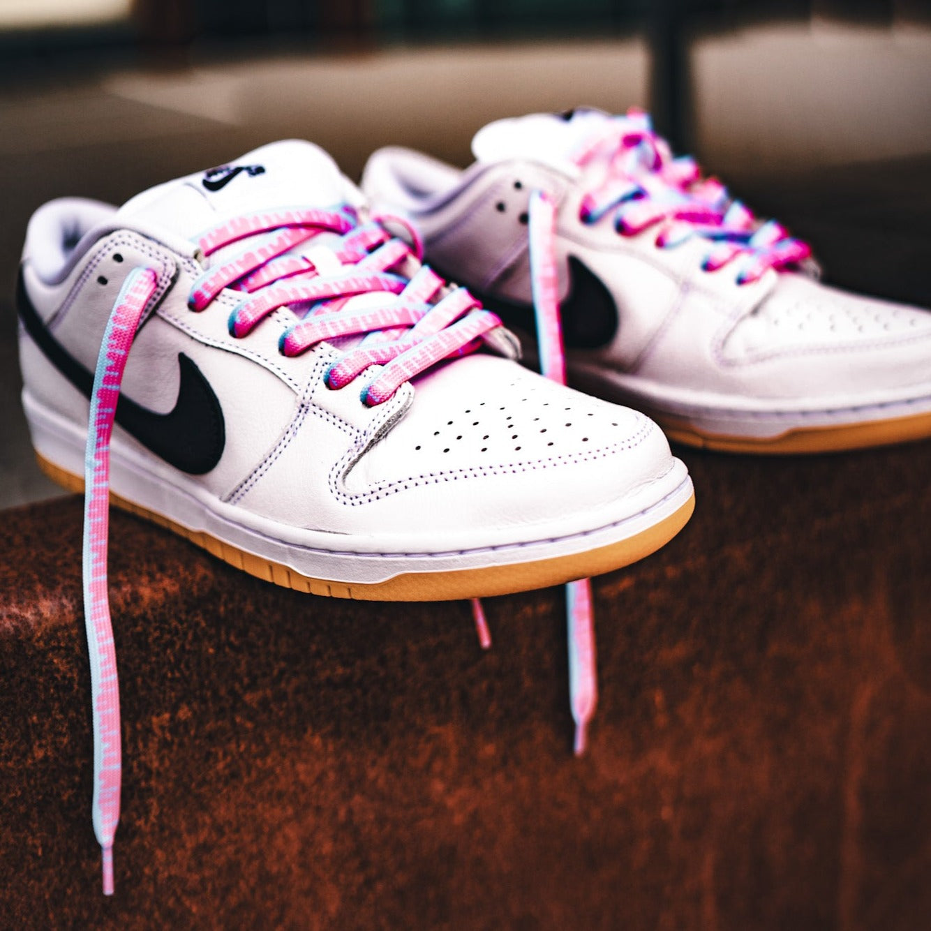 ICE-CREAM laces, pink-bright blue 8 mm