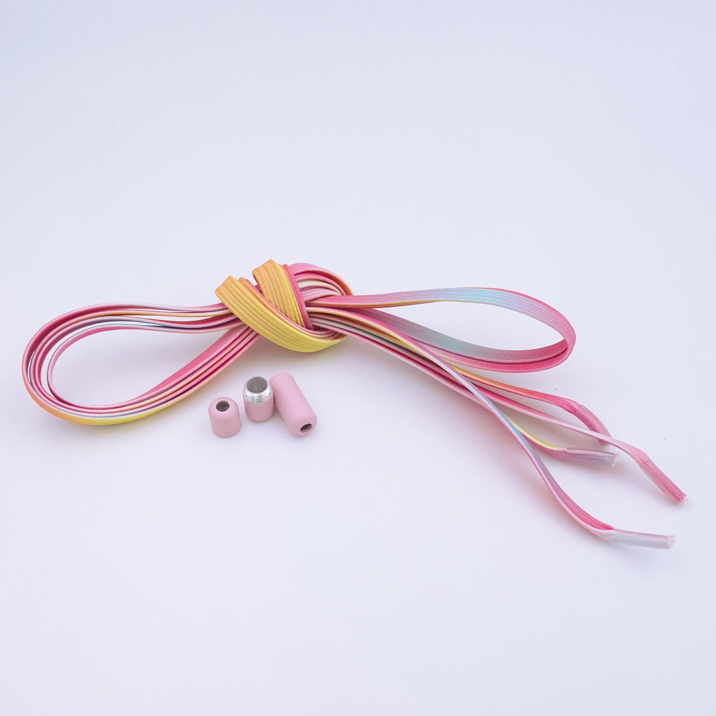 Elastische Schnürsenkel flach, rosa-gelb, 5 mm