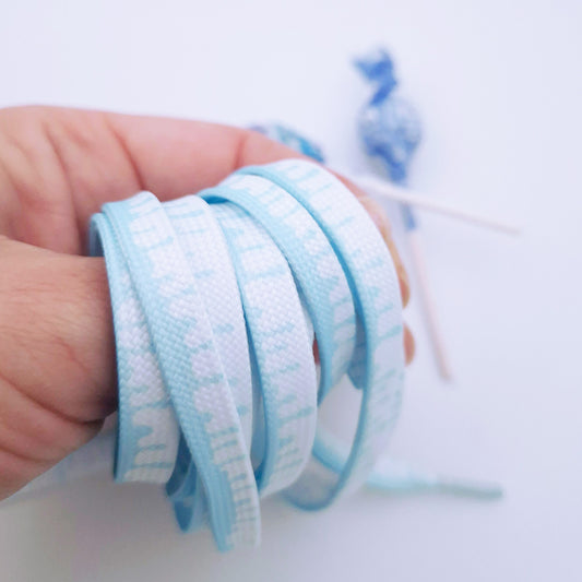 ICE CREAM laces, white-bright blue, 8 mm