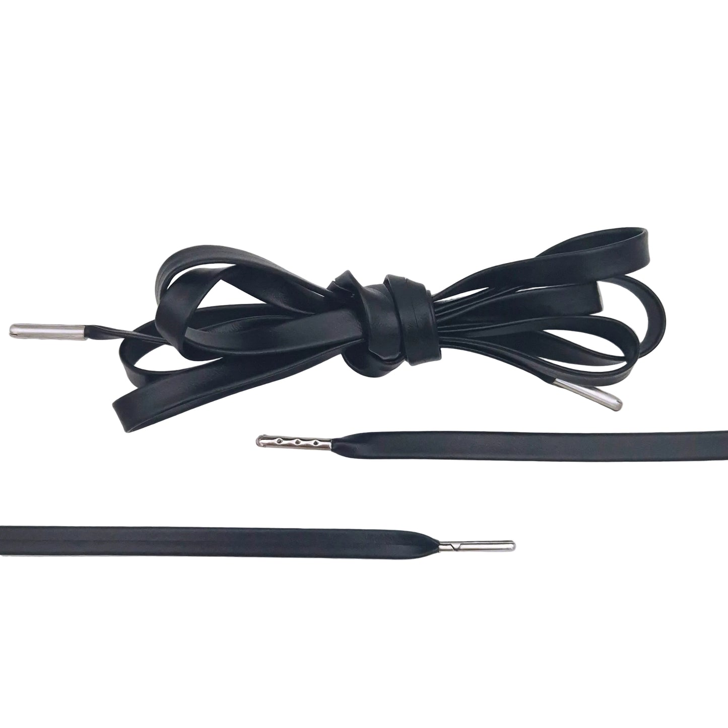 Faux Leder Schnuersenkel schwarz