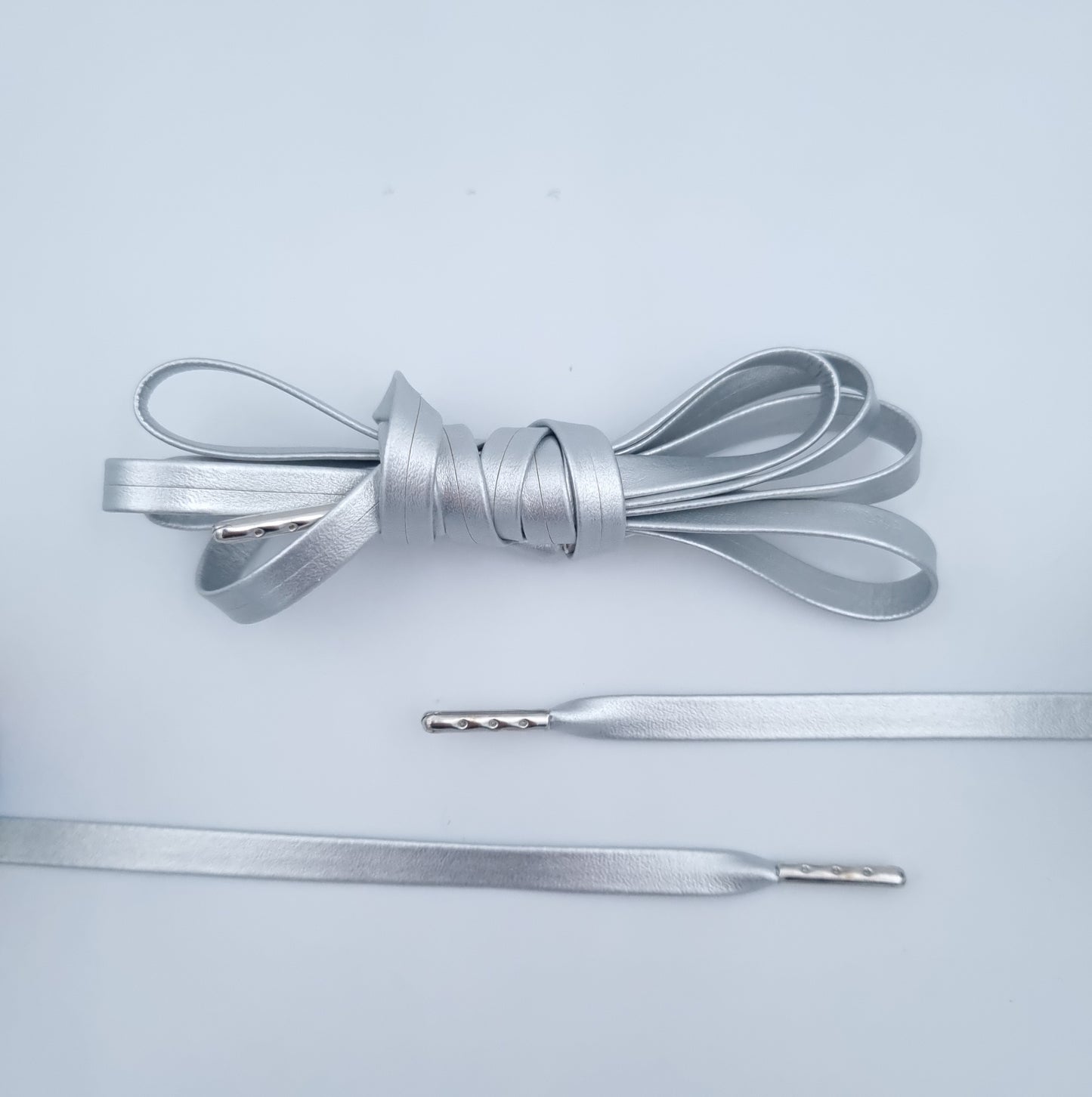 Silberne Luxus Leder Schnürsenkel
