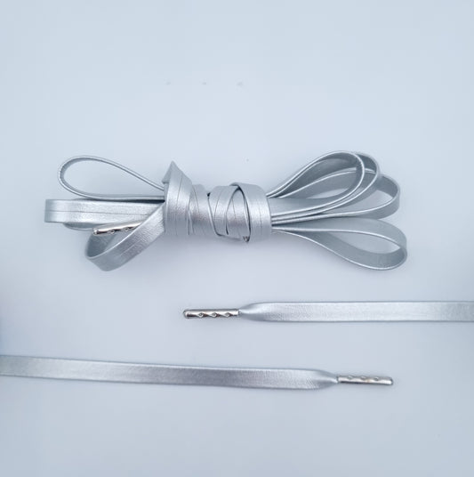 Silberne Luxus Leder Schnürsenkel