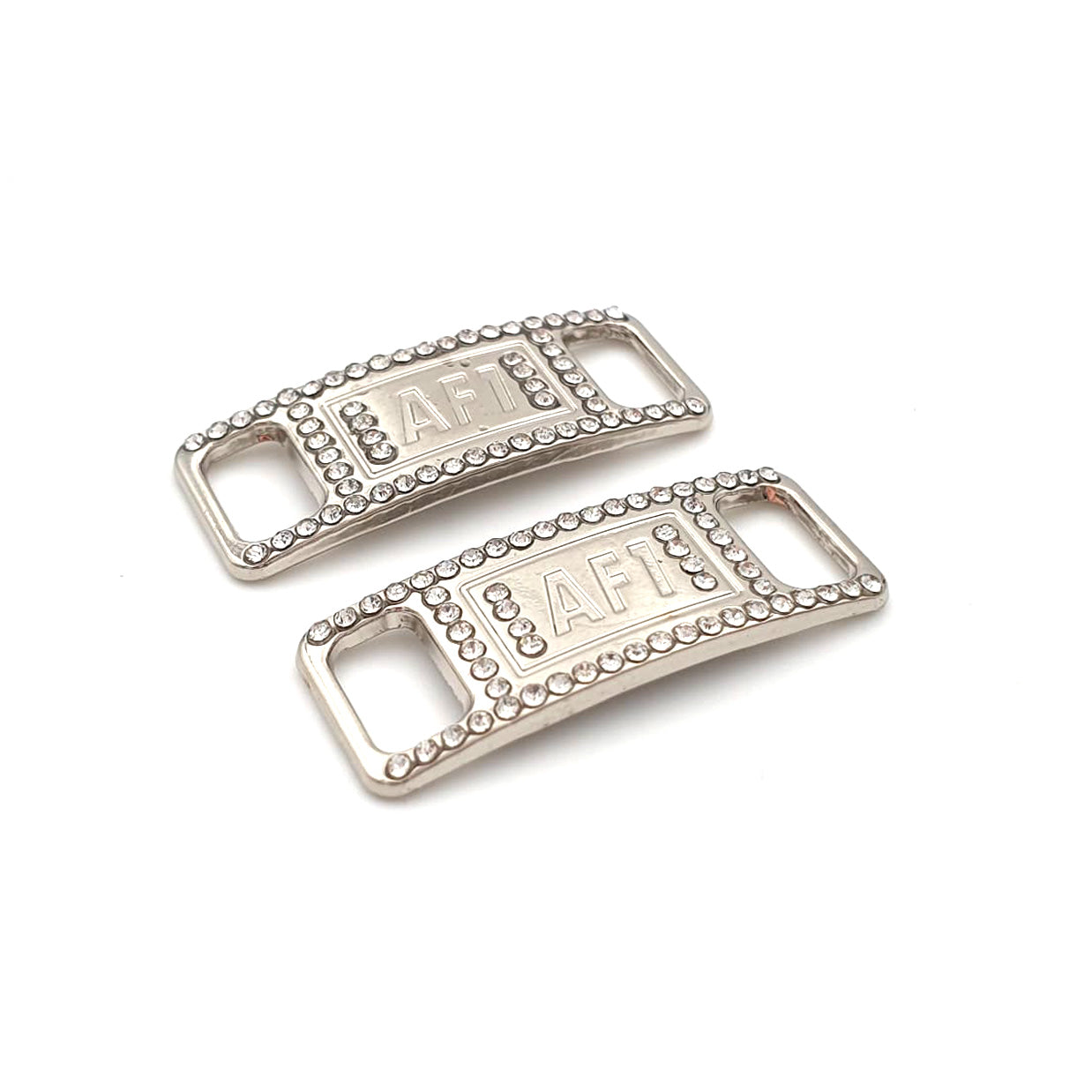 Lace Tags AF1, 1 Paar, silber mit Steinchen