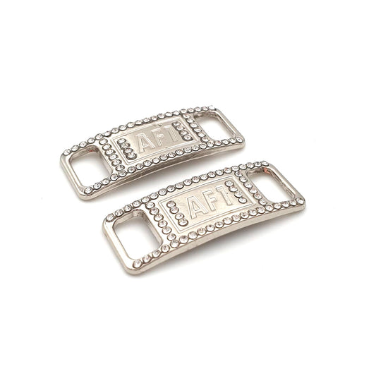 Lace Tags AF1, 1 Paar, silber mit Steinchen