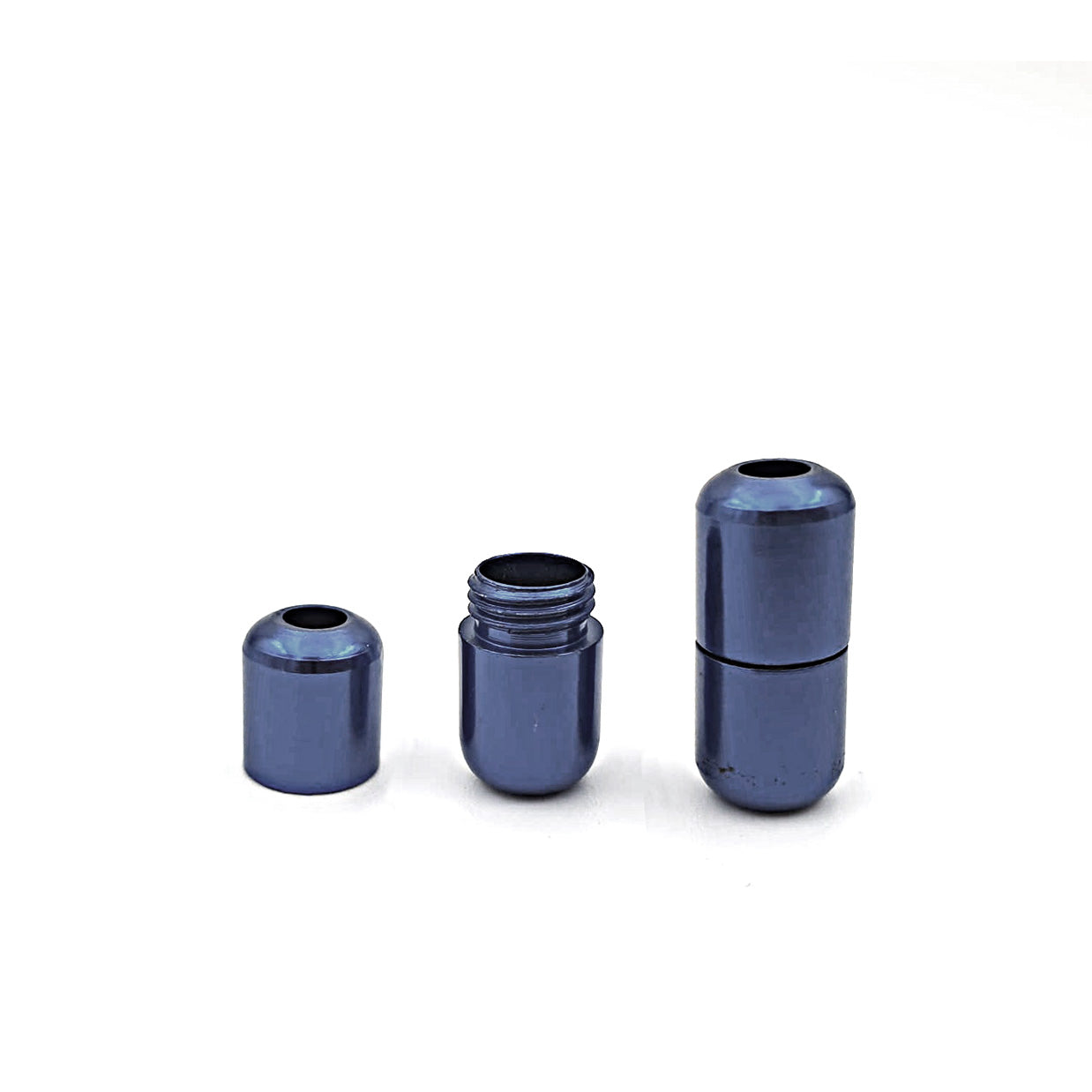 Laces of metal capsule, night blue