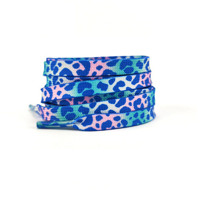 Leopard laces, blue-pink, 8 mm