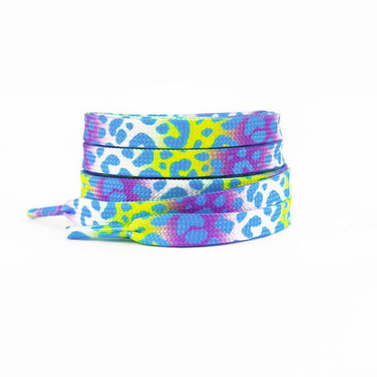 Leopard shoelaces, purple-yellow, 8 mm