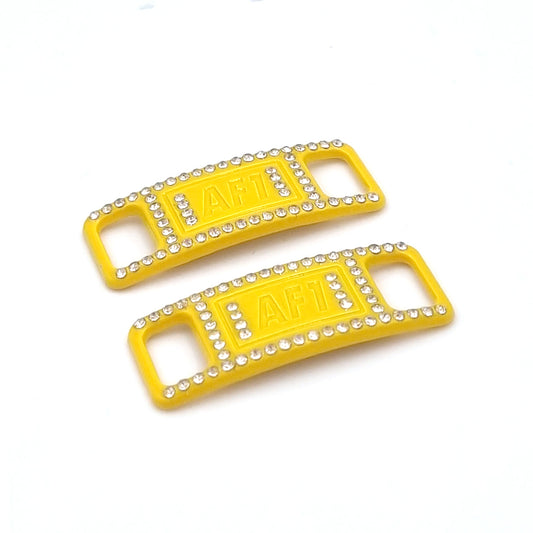 Lace Tags Af1, 1 pair, yellow with stones