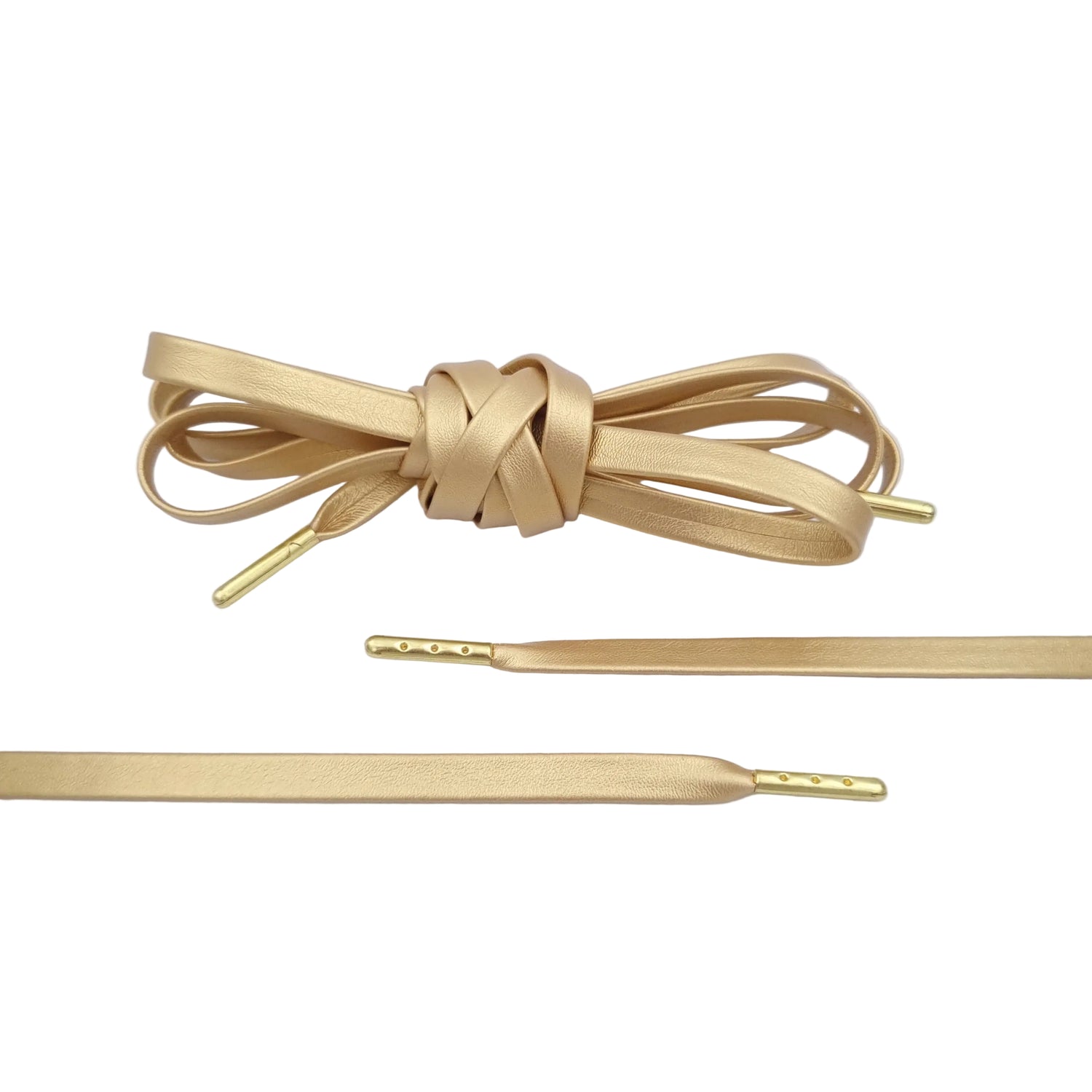 Fake Leder Schnuersenkel in Gold