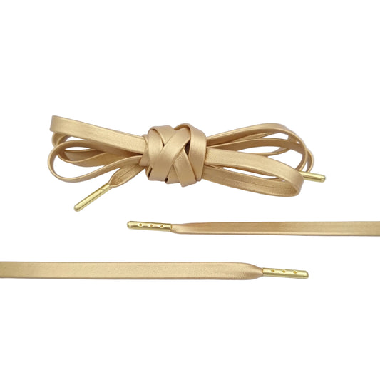 Golden luxury shoelaces made of genuine leather