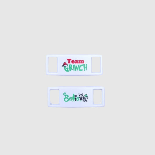 Lace tags with Grinch Christmas motifs