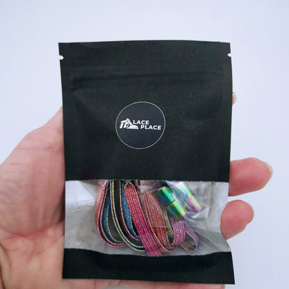 Elastic laces flat, Rainbow glitter, 5 mm