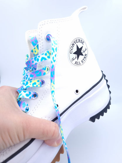Leopard shoelaces, purple-yellow, 8 mm
