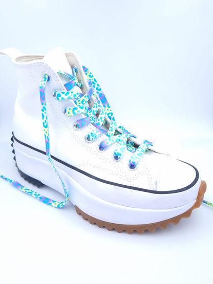 Leopard shoelaces, purple-yellow, 8 mm