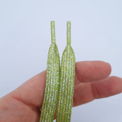 Glitzer Schnürsenkel limette, grün.