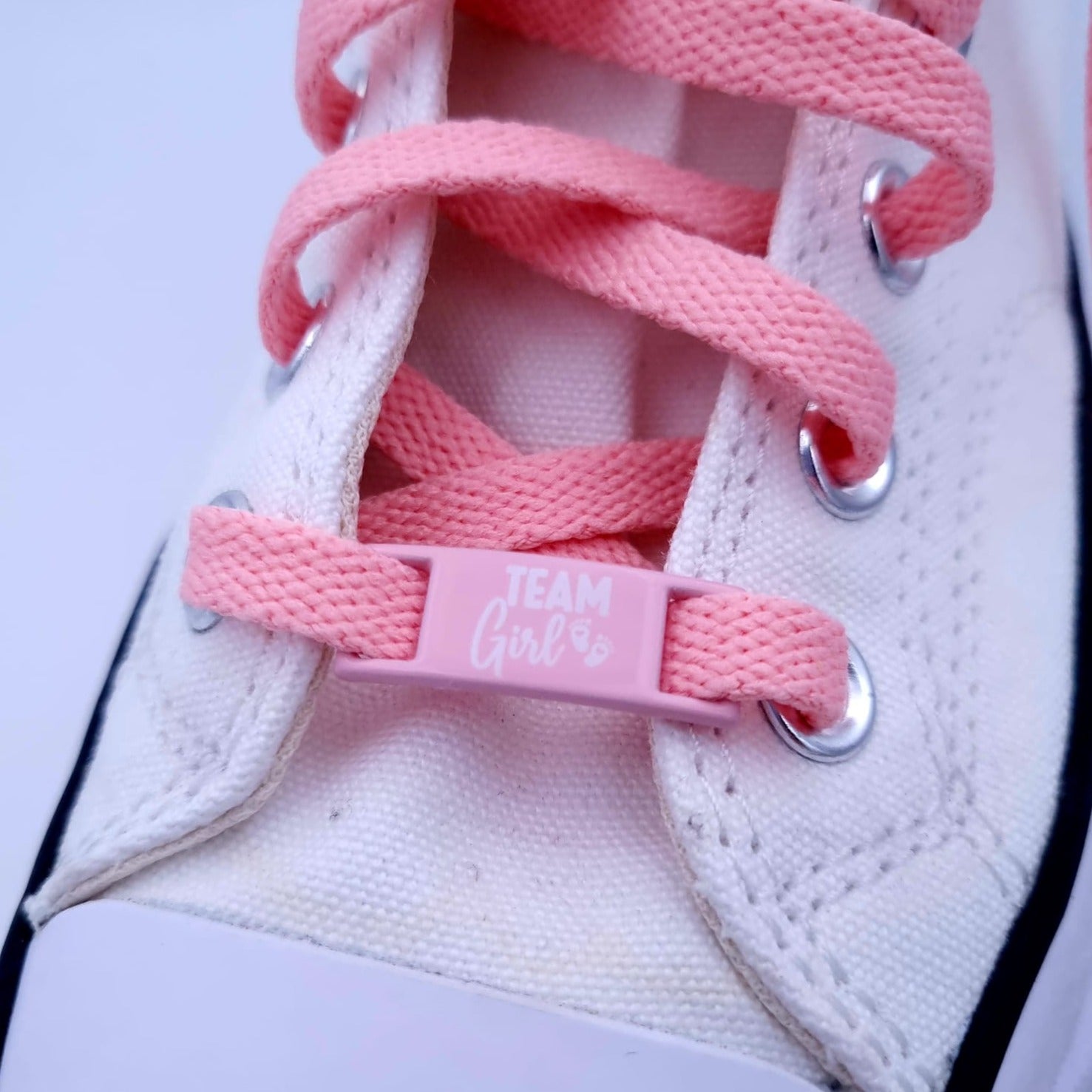 Pinker Lace Tag mit Team Girl Schriftzug für Babyshower