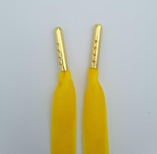 Samt Schnürsenkel, mustard, 12,7 mm