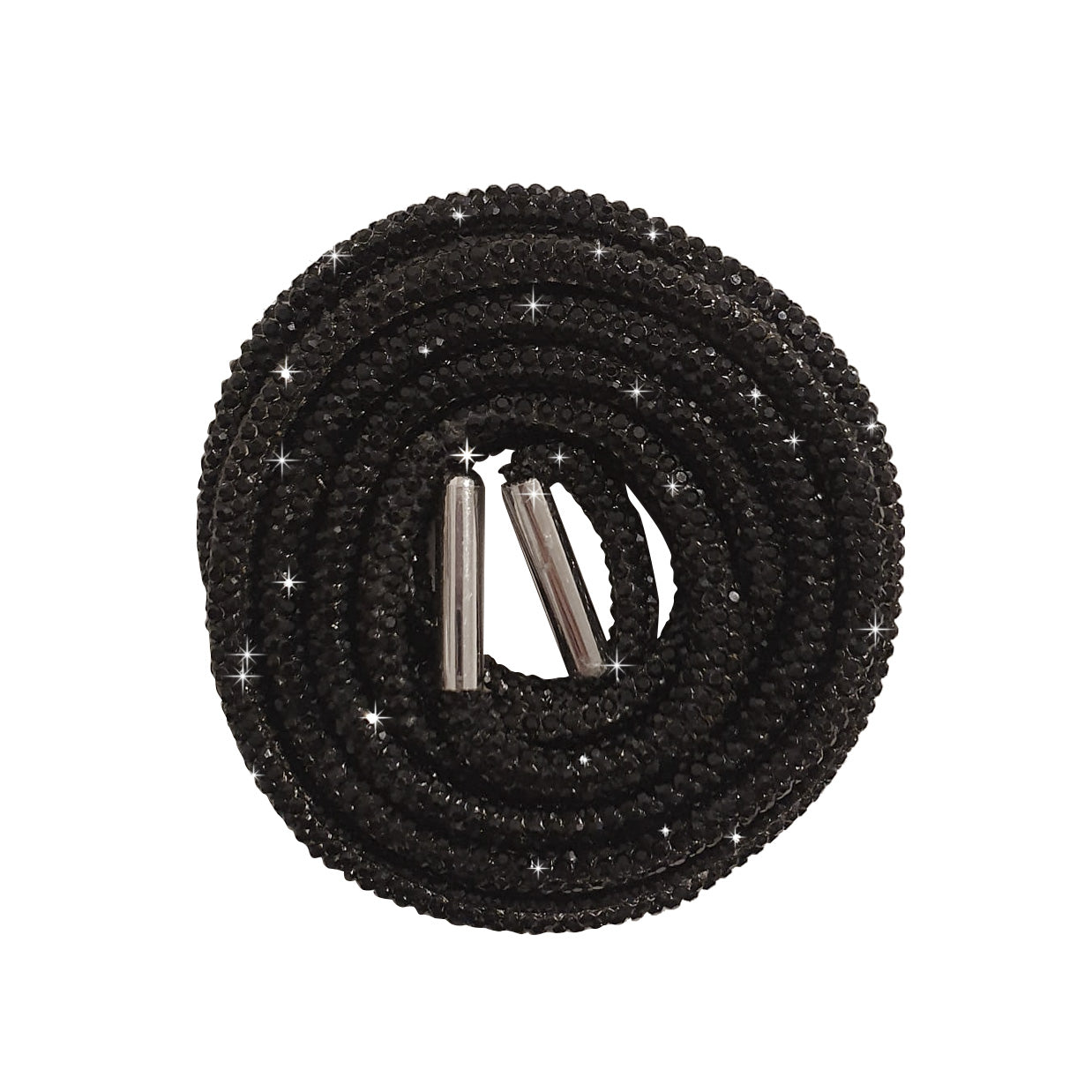 Rhinestone laces, black, 1 piece.