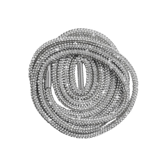 Strass laces, silver