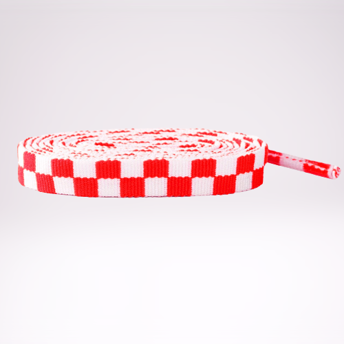 Checkered laces, red, 10 mm